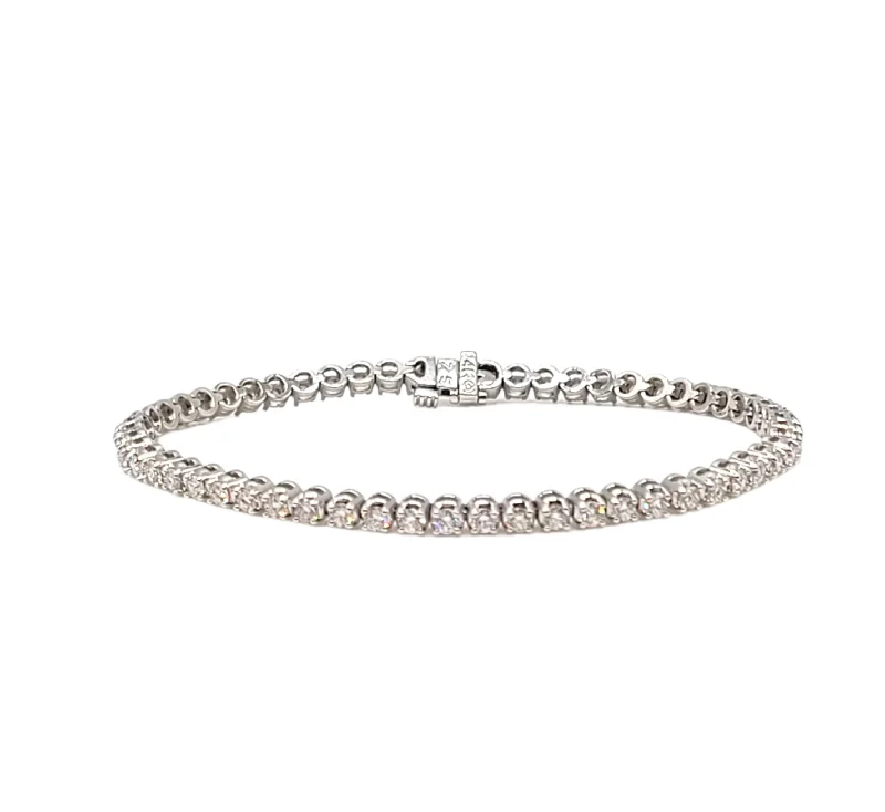 Women’s pearl bracelets for weddings-14k White Gold Prong Set Diamond Tennis Bracelet