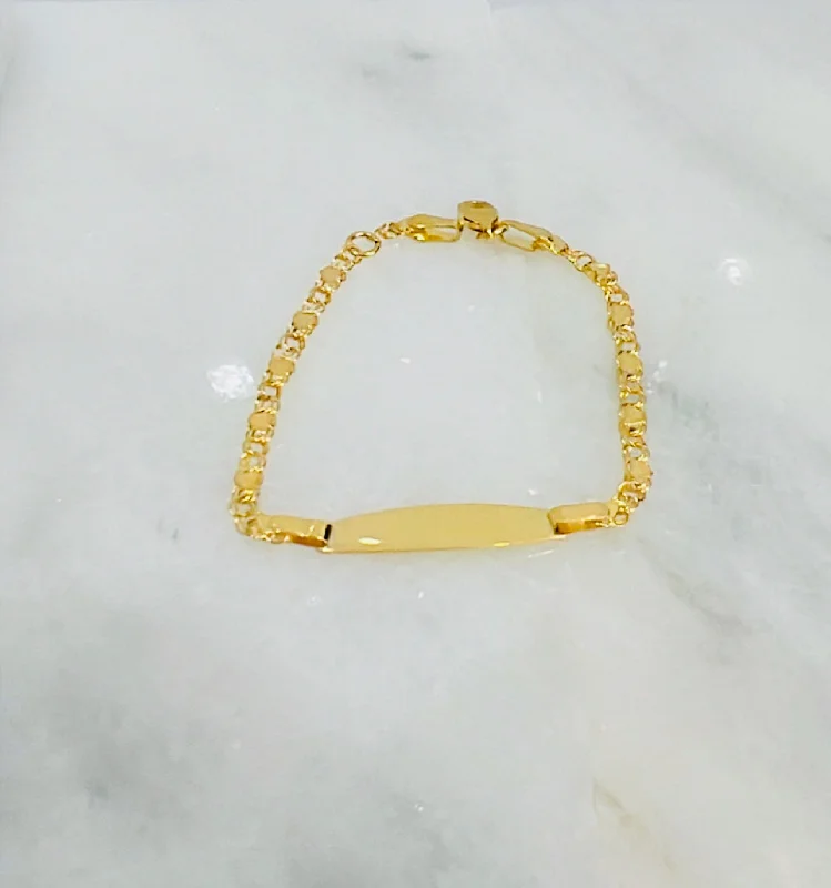 Women’s crystal bangles-21K Gold Kids Engravable ID Bracelet