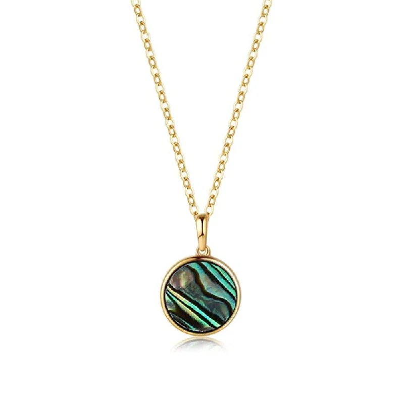 Women’s pendant necklaces with diamonds-FANCIME Natural Abalone Pearl 14K Yellow Gold Necklace