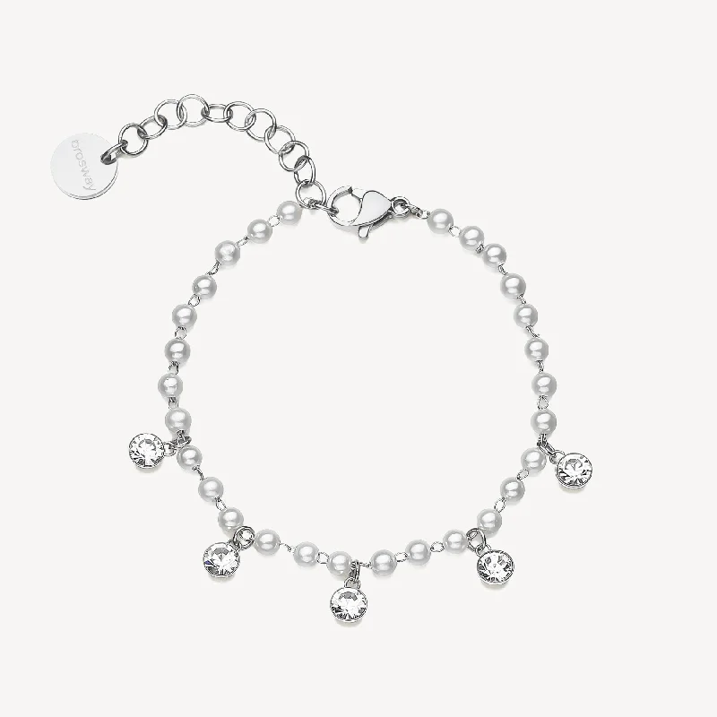 Women’s infinity bracelets-Crystal and Shell-Pearl Bracelet in Stainless Steel