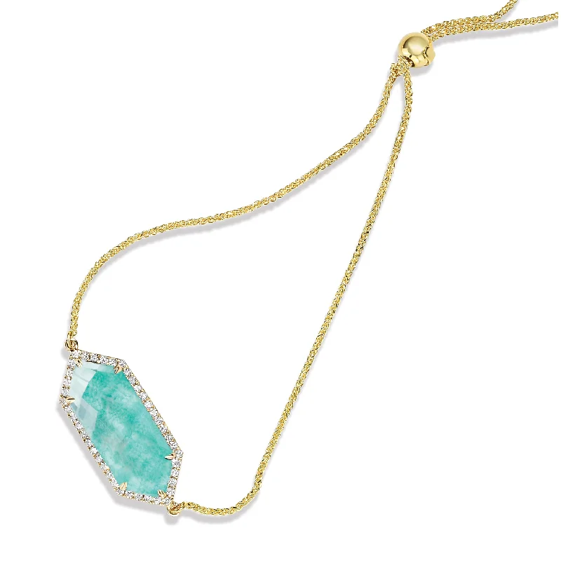 Women’s luxury tennis bracelets-Amazonite and Diamond Bracelet