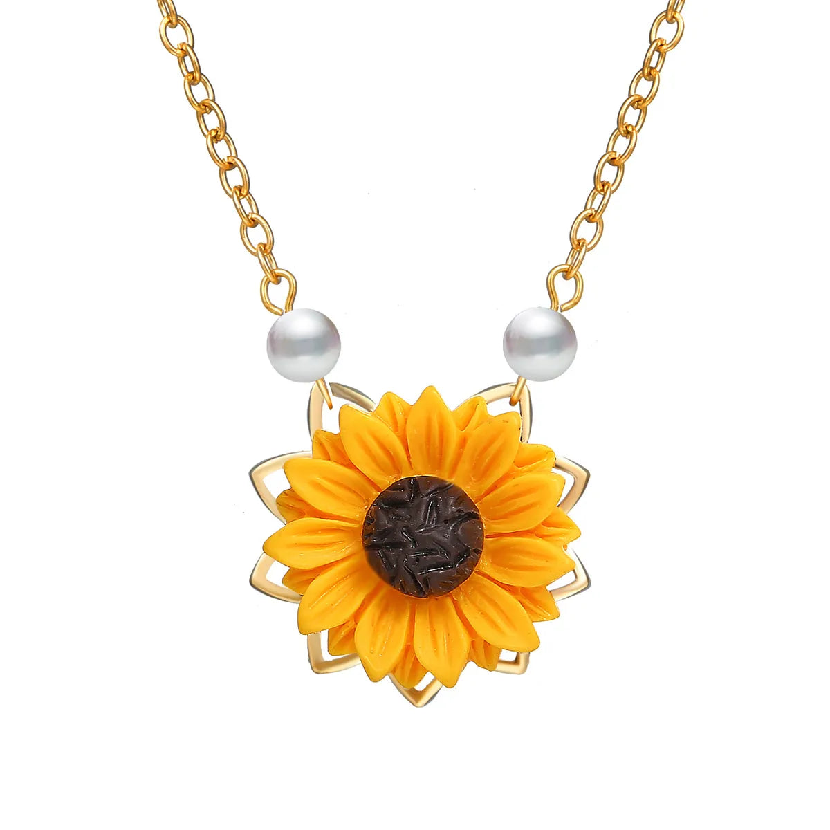 Women’s rose gold chain necklaces-Alloy Fashion Flowers Necklace  (alloy Gdd07-01) Nhpj0008-alloy-gdd07-01