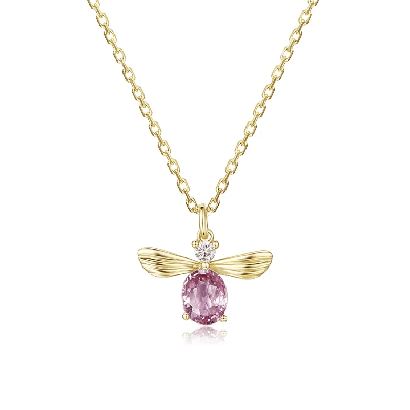 Women’s gold pendant necklaces-"Barbie Bee" 14K Yellow Gold Necklace