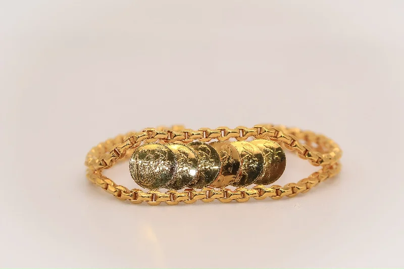 Women’s cuff bracelets with diamonds-21k Gold Himo Coin Bracelet