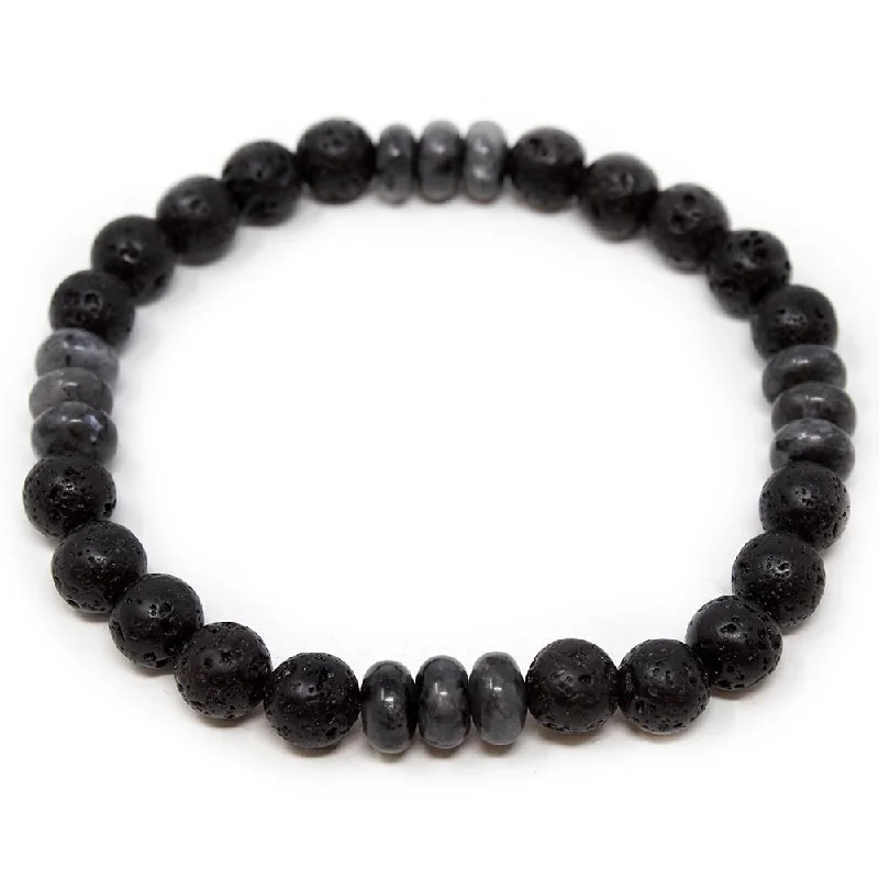 Women’s modern bangles-Lava Rock/Larvikite Men's Diffuser Bracelet