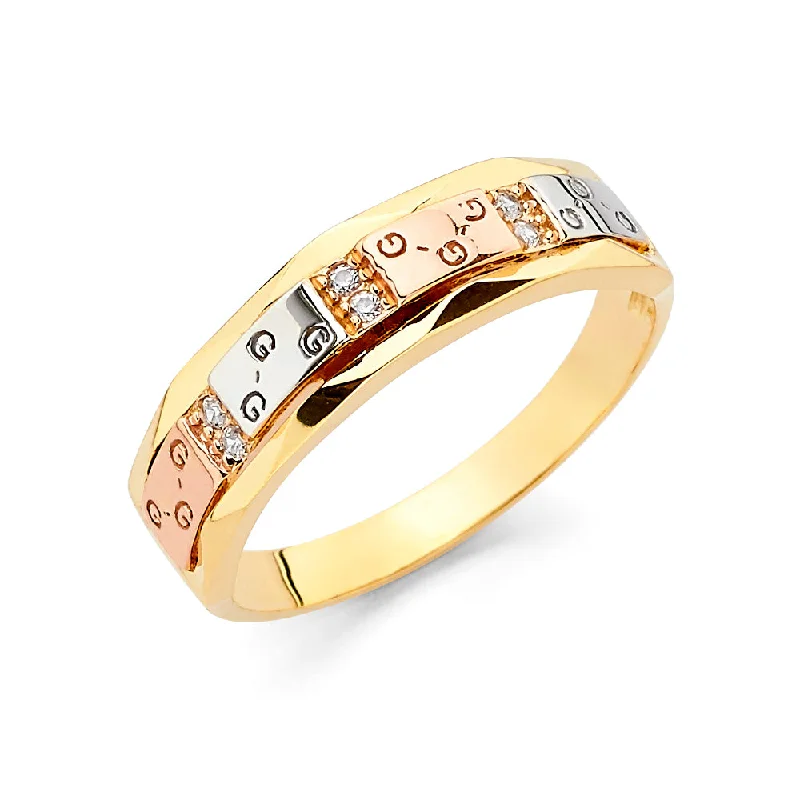 Women’s halo engagement rings-14K Solid Gold CZ GGG Women's Wedding Band