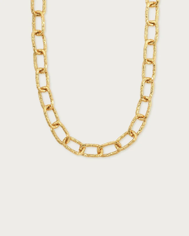 Women’s gemstone chain necklaces-Chunky Textured Chain Necklace