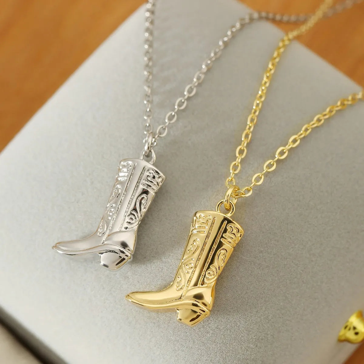 Women’s birthstone pendants-Wholesale IG Style Retro Boots Copper Plating Pendant Necklace