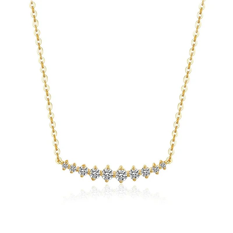 Women’s designer necklaces-FANCIME "Mademoiselle White" Bar Smile 14K Yellow Gold Necklace