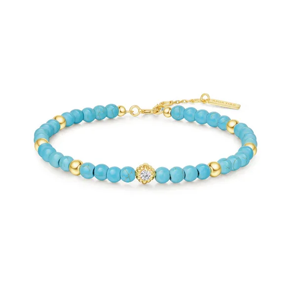 Women’s luxury bracelets-Created Turquoise Bracelet in Gold Plated Sterling Silver