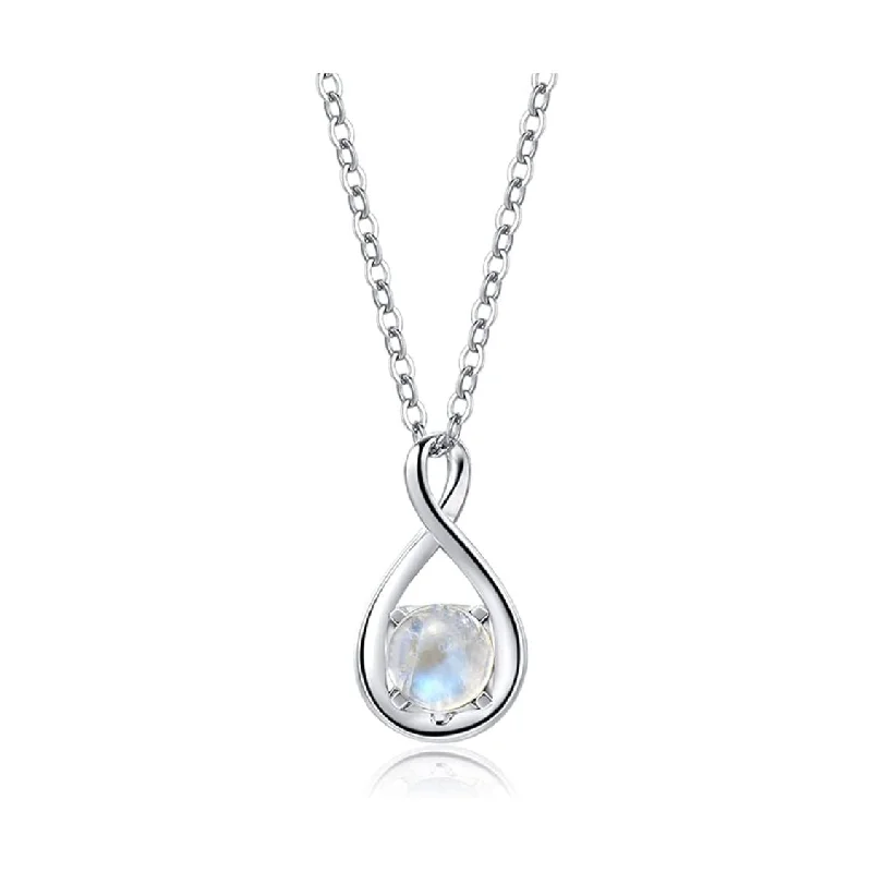 Women’s rose gold chain necklaces-"Birthstone" June Gemstone Sterling Silver Necklace