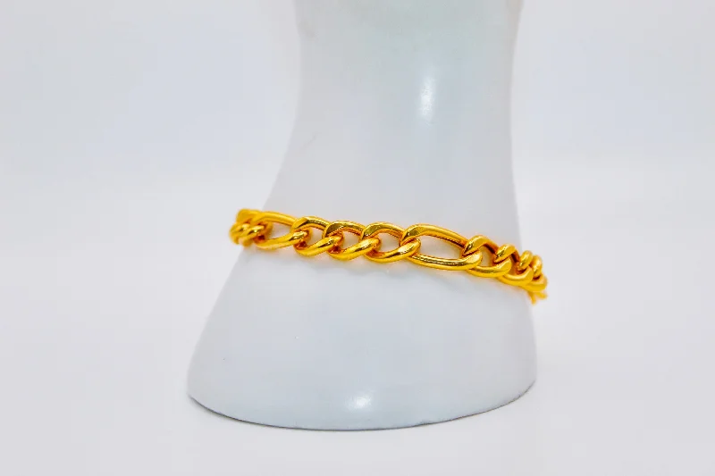 Women’s personalized bracelets-21k Gold Figaro Link Bracelet