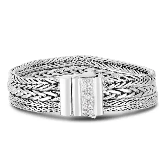 Women’s boho bracelets-Multi-Strand Italian Cable Bracelet in Sterling Silver