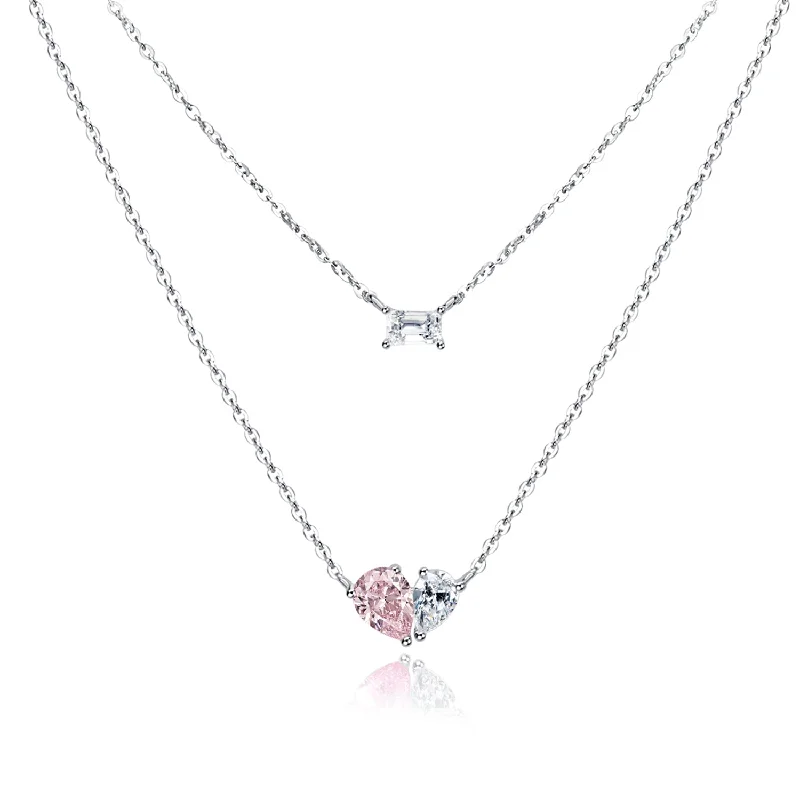 Women’s double-strand necklaces-FANCIME "Cuddle Hearts" Two Layer Choker Sterling Silver Necklace