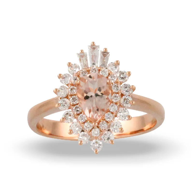 Women’s platinum engagement rings-Morganite and Diamond Ring