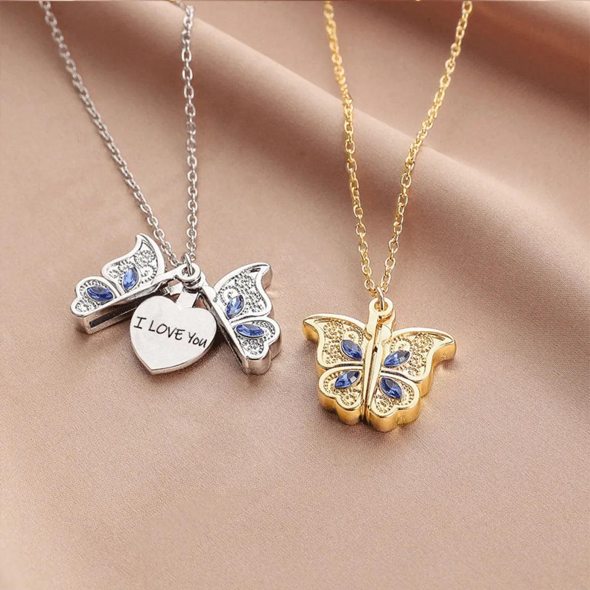 Women’s elegant diamond necklaces-Fashion Letter Butterfly Alloy Inlay Women's Pendant Necklace 1 Piece