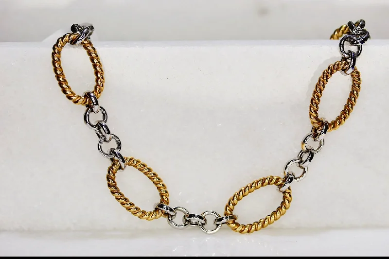 Women’s sapphire bracelets-14k Gold Two Tone Bracelet