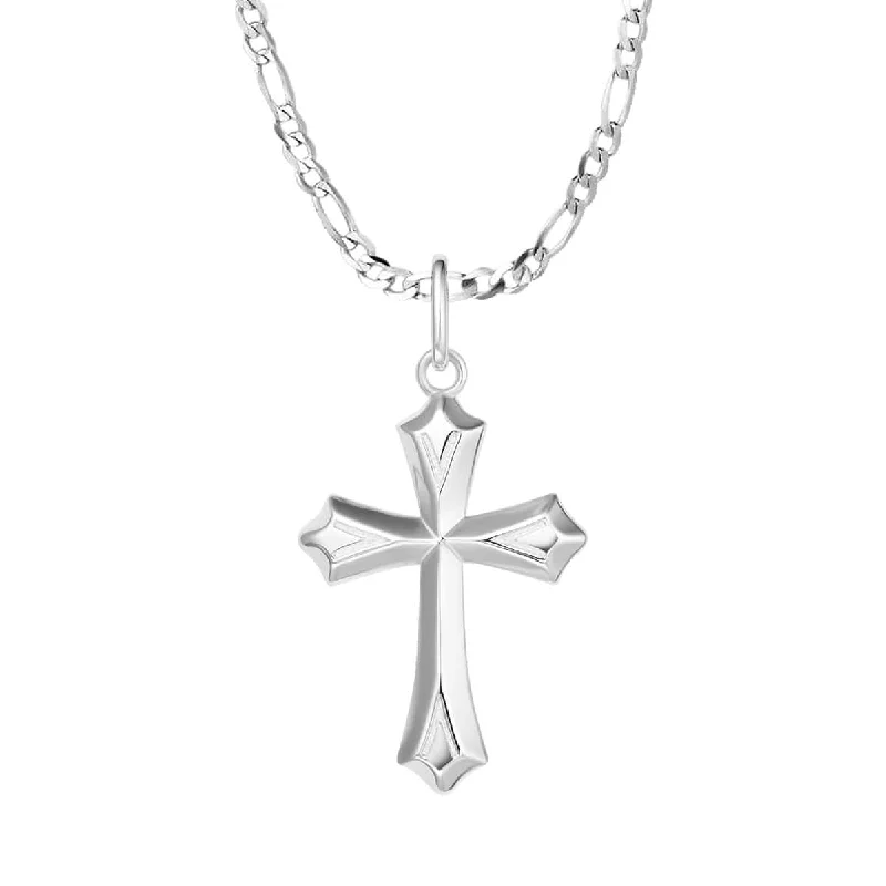 Women’s crystal necklaces-FANCIME Edgy Gothic Cross Sterling Mens Silver Necklace