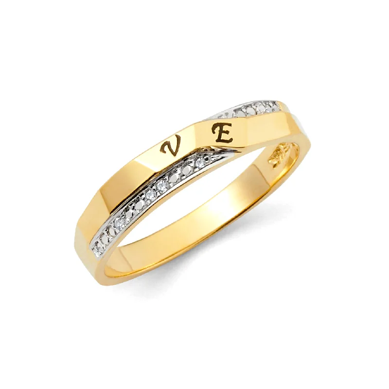 Women’s cushion cut engagement rings-14K Solid Gold CZ Women's Partial VE Wedding Band