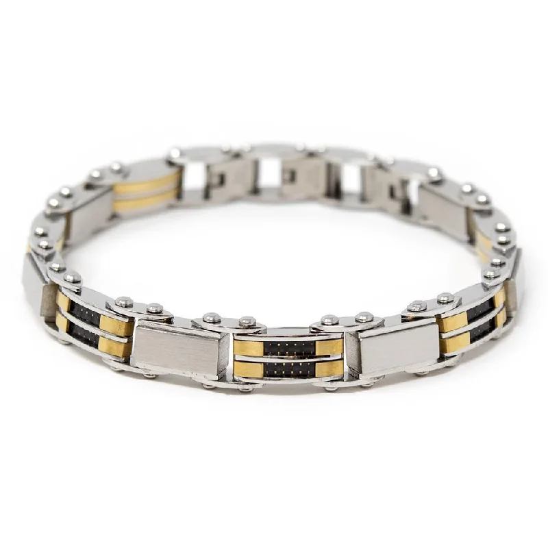 Women’s custom name bracelets-Stainless Steel Ion Plated Gold Bracelet