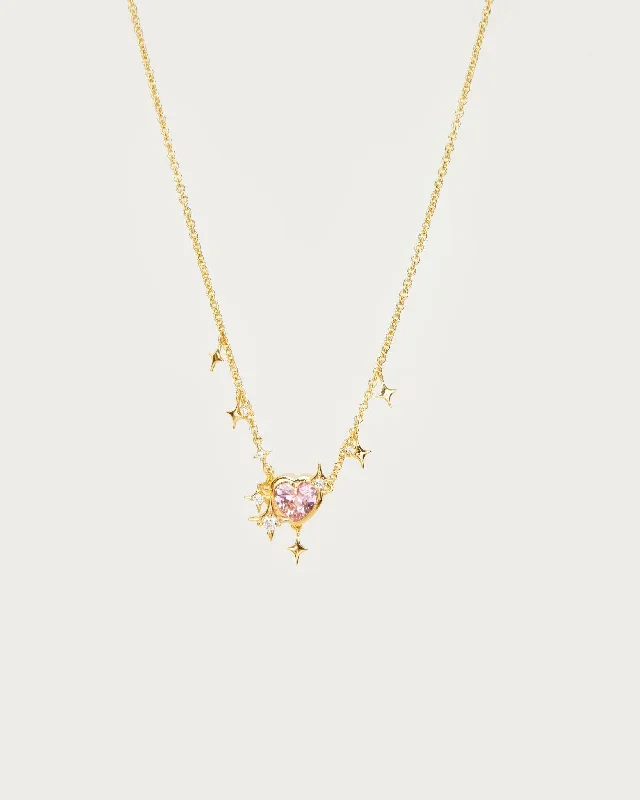 Women’s moonstone necklaces-Pinkling Heart Necklace