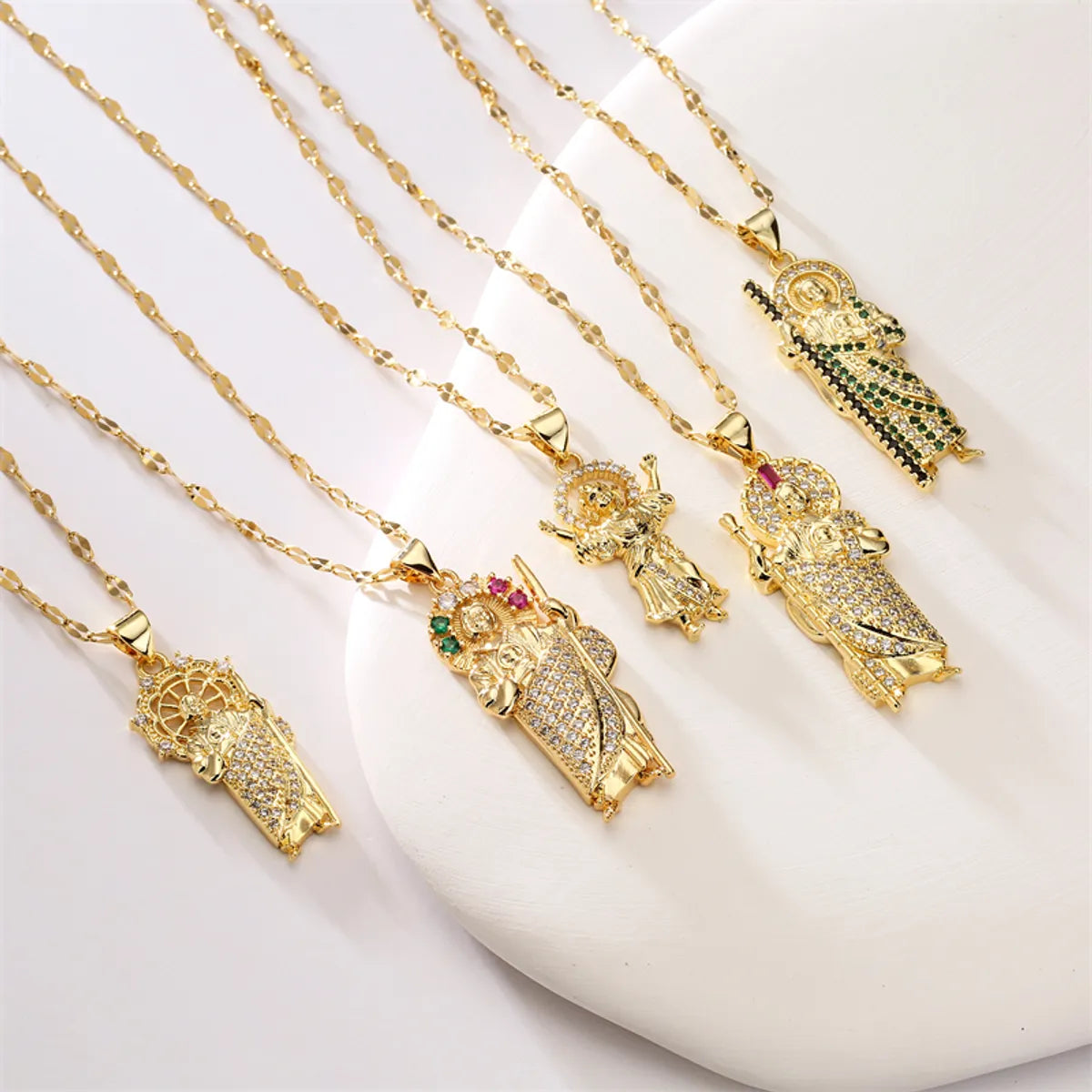 Women’s diamond necklaces-Vintage Style Human Copper Gold Plated Zircon Pendant Necklace In Bulk