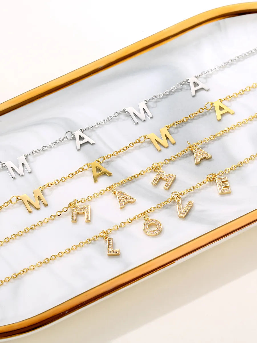 Women’s twist pendant necklaces-Wholesale Elegant Basic Letter Stainless Steel Plating 18k Gold Plated Necklace