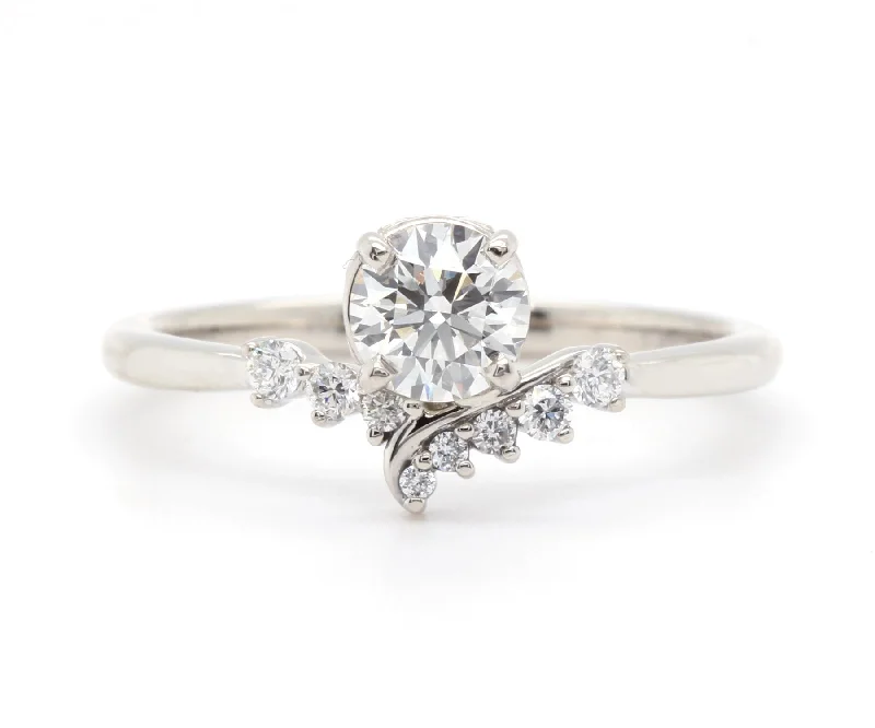 Women’s square diamond engagement rings-Dainty Offset Swirl Diamond Ring