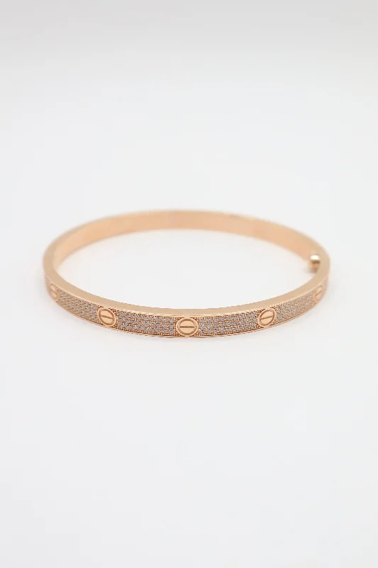 Women’s minimalist gold bracelets-*NEW* PA 14K Rose Gold Love Bracelet Cz JTJ™ -