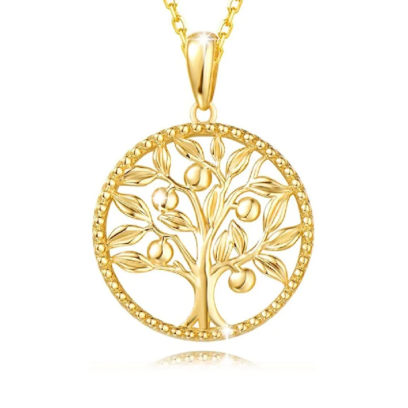 Women’s custom necklaces-FANCIME Tree of Life 14K Solid Yellow Gold Necklace