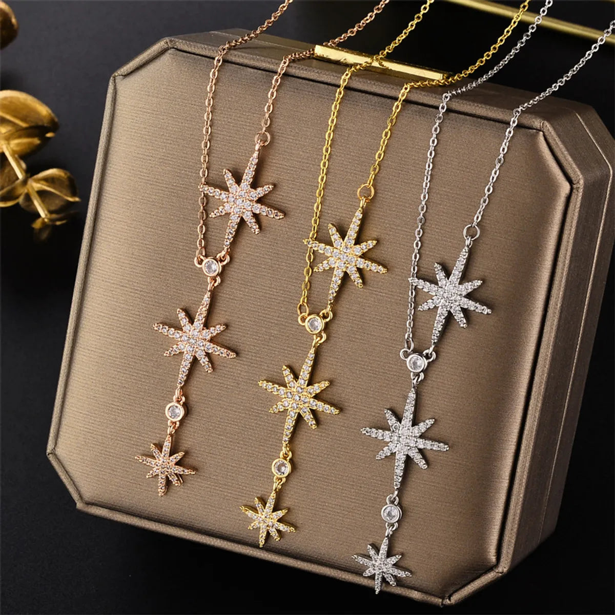 Women’s layering necklaces-Ig Style Basic Star Titanium Steel Inlay Zircon Necklace