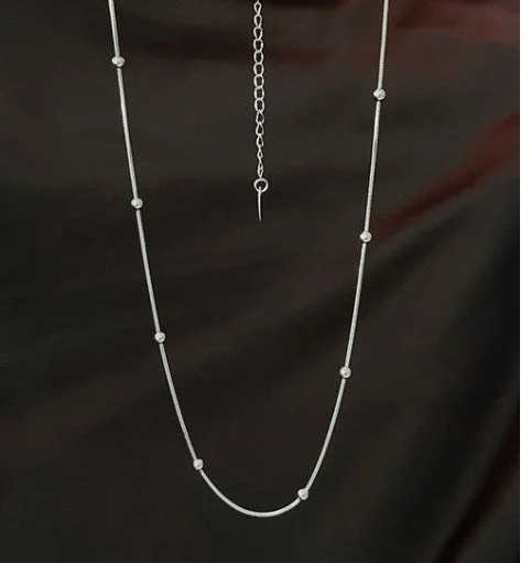 20. Silver round Snake Bone Bead Necklace 41 6