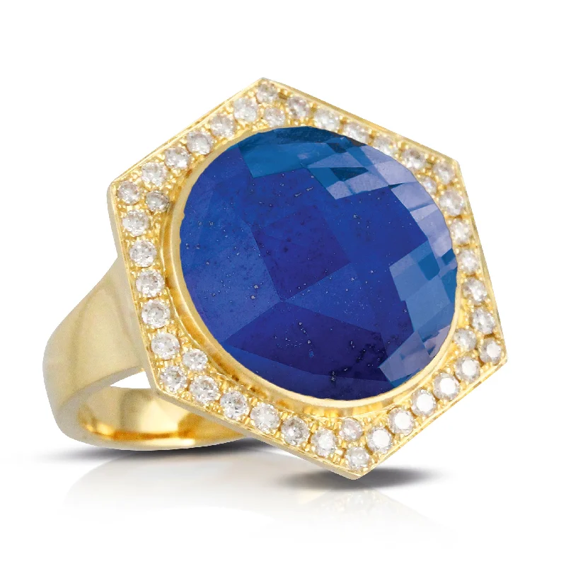 Women’s heirloom engagement rings-Lapis and Diamond Ring