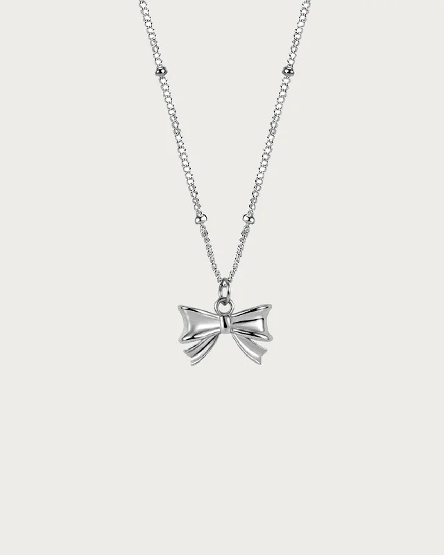 Women’s stylish silver necklaces-Bow Necklace in Silver