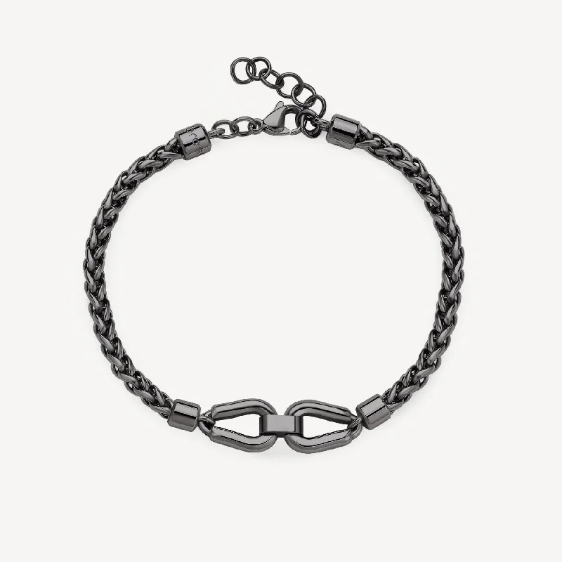 Women’s friendship bracelets-Knocker Bracelet in Ruthenium Plated Stainless Steel