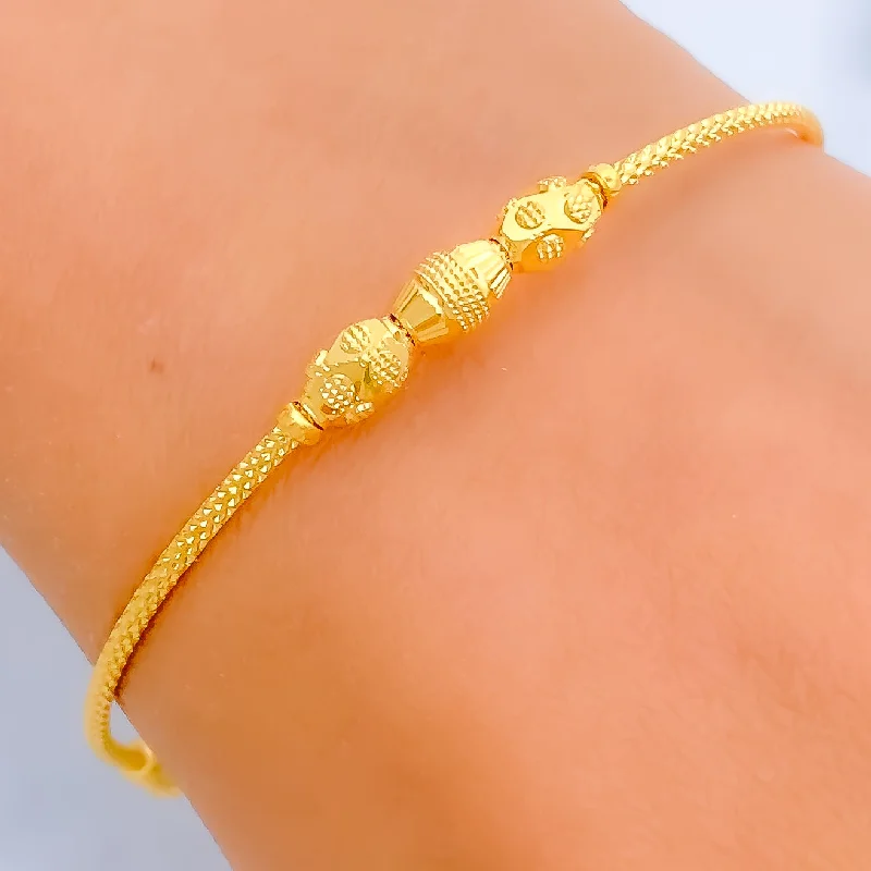 Women’s beaded bracelets-Delicate Dotted 22k Gold Bangle Bracelet