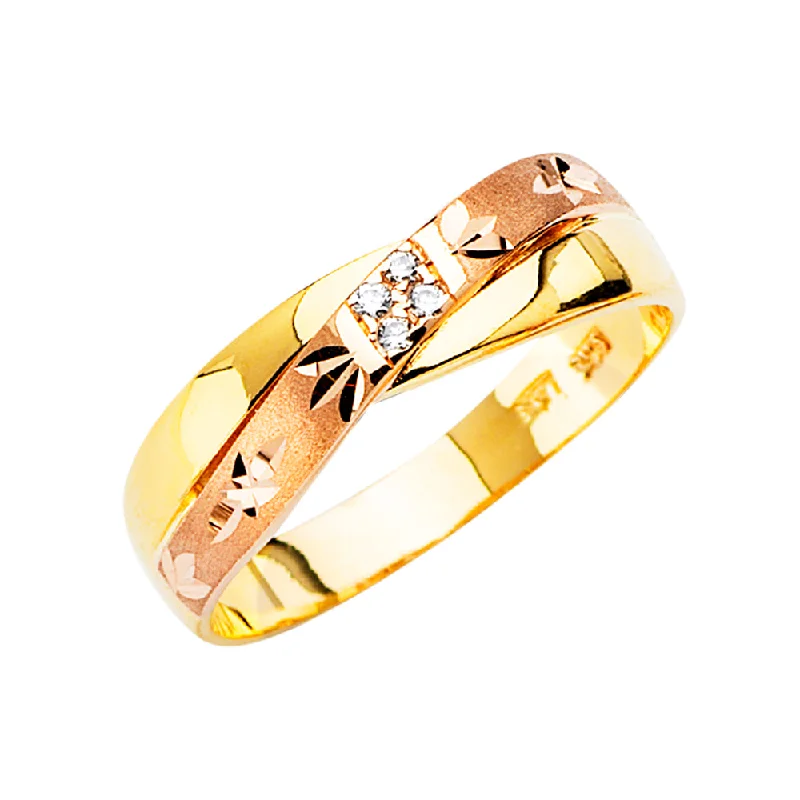 Women’s ethical engagement rings-14K Solid Gold CZ Men's Traditional Wedding Band Ring