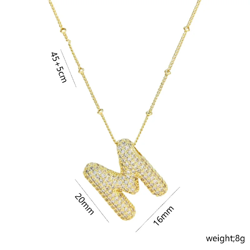 Letter M Necklace-Gold