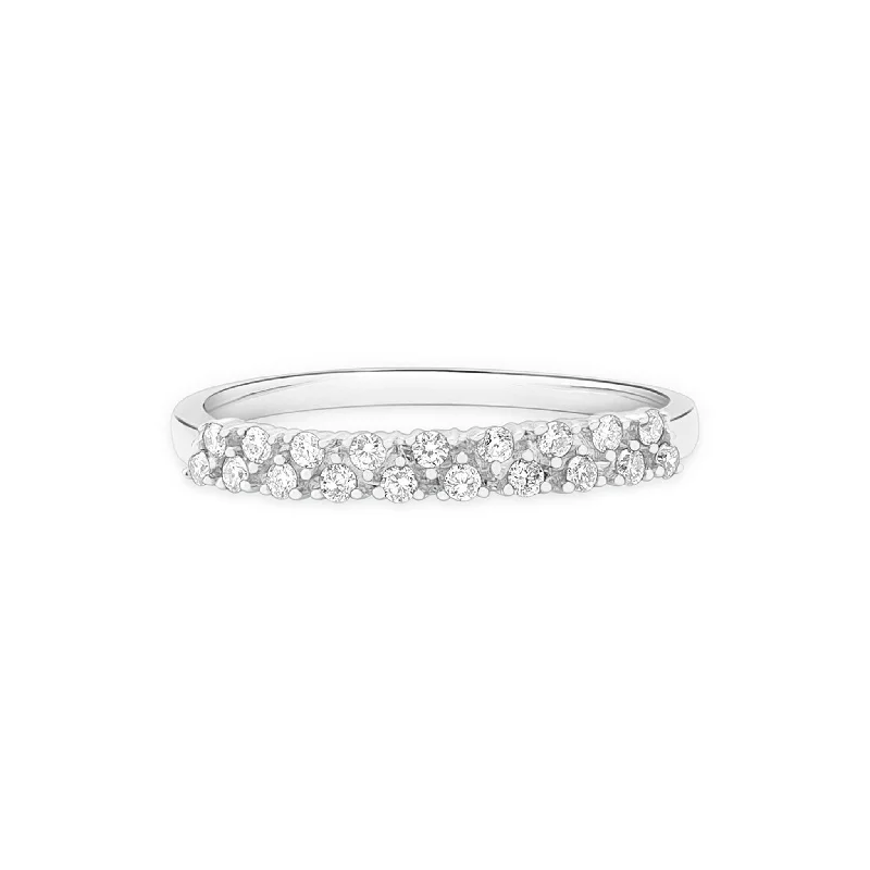 Women’s halo solitaire engagement rings-Double Row Diamond Eternity Ring