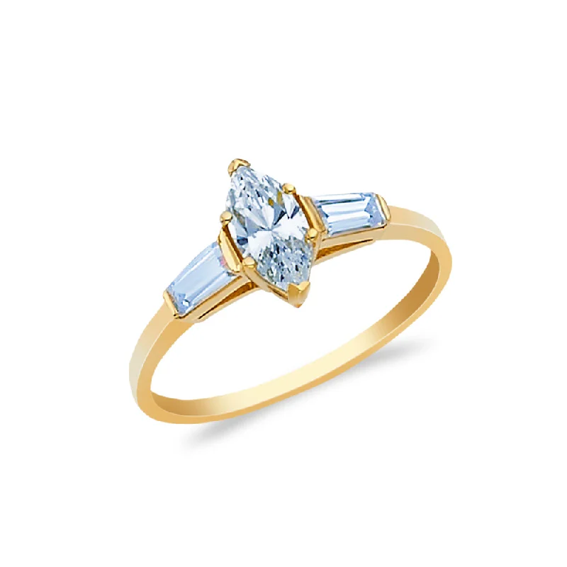 Women’s floral engagement rings-14K Gold  0.75 Ct. Marquise Cut CZ Wedding Engagement Ring