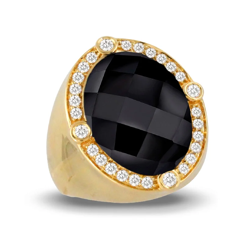 Women’s alternative engagement rings-Black Onyx and Diamond Ring