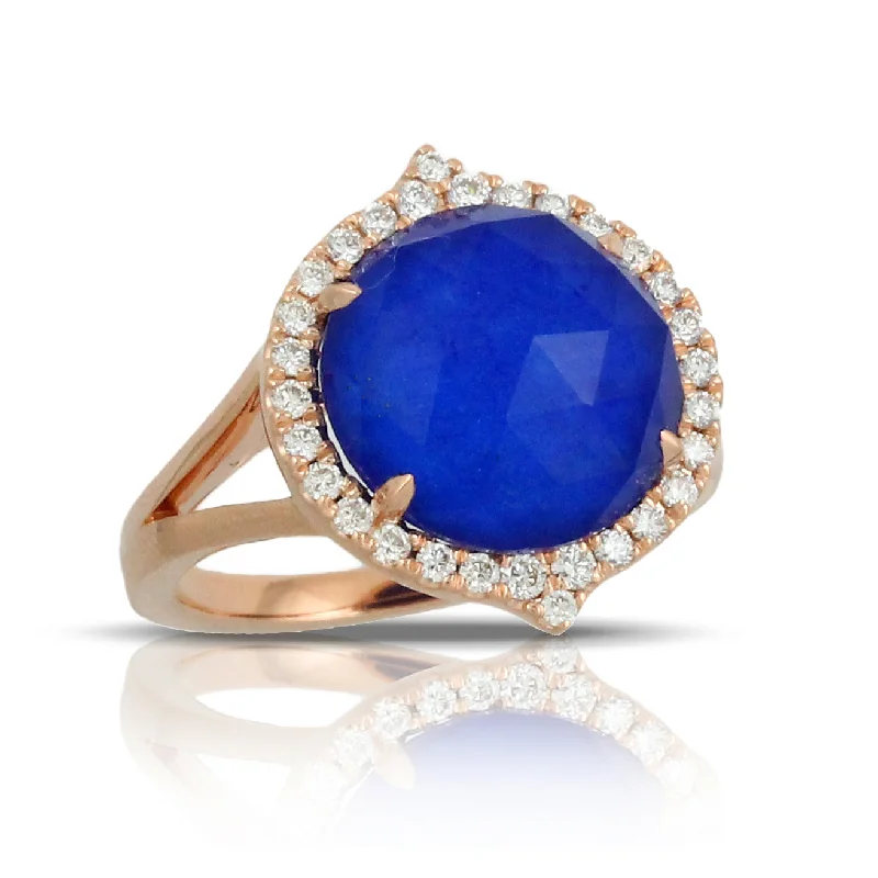 Women’s split-shank engagement rings-Lapis and Diamond Ring