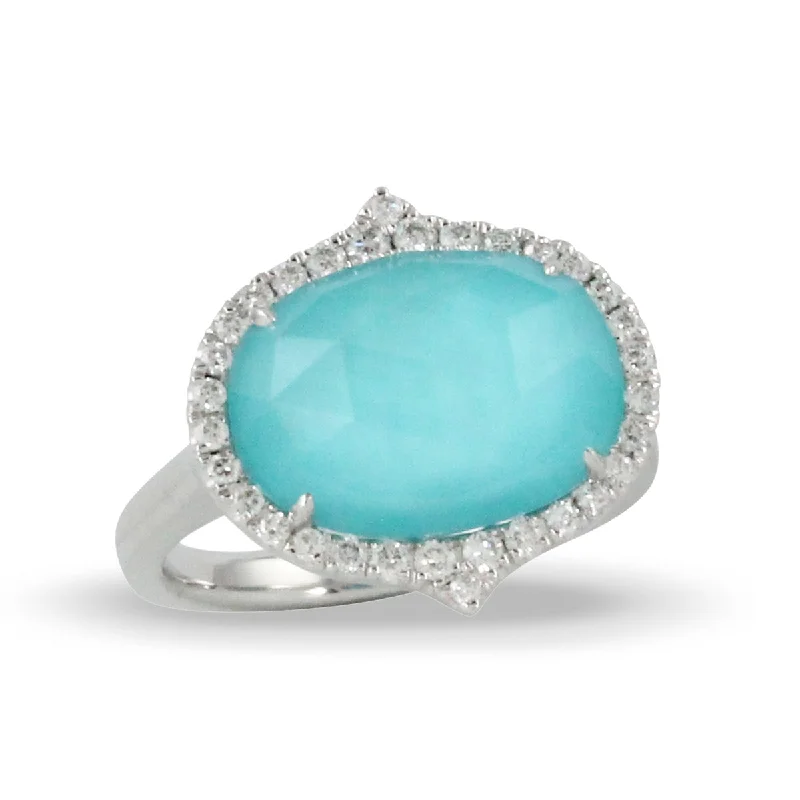 Women’s vintage-inspired diamond engagement rings-Turquoise and Diamond Ring