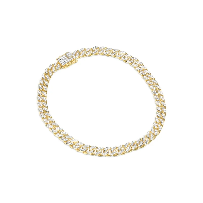 Women’s luxury gold bangles-Classic Diamond Cuban Chain Bracelet