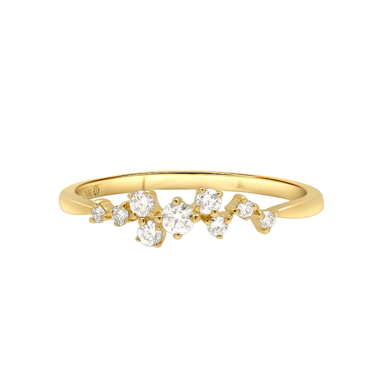 Women’s sustainable engagement rings-Diamond Cluster Half-Eternity Band