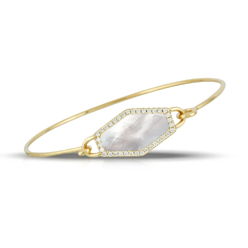 Women’s modern bangles-Mother of Pearl and Diamond Bracelet