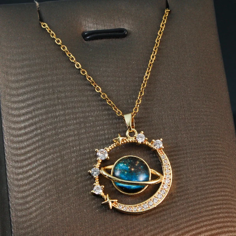 1165 Ring Planet Gold Necklace