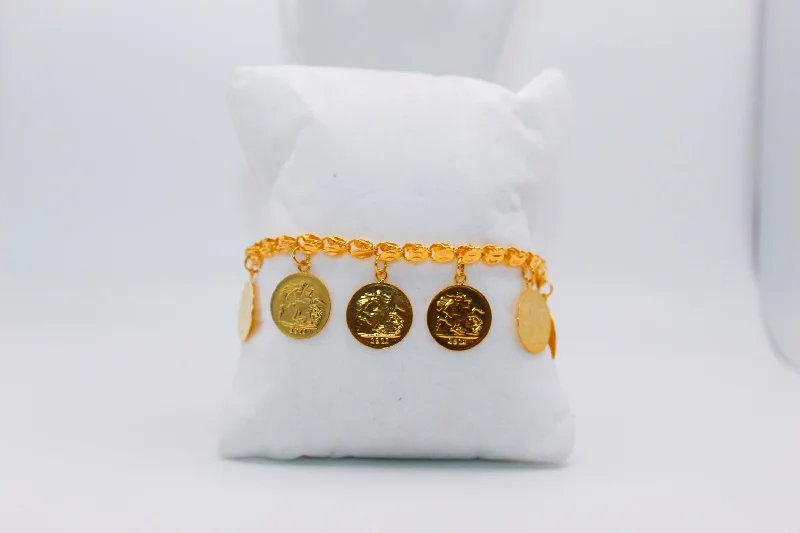 Women’s gold bangles-21k Gold Coin Charm Bracelet