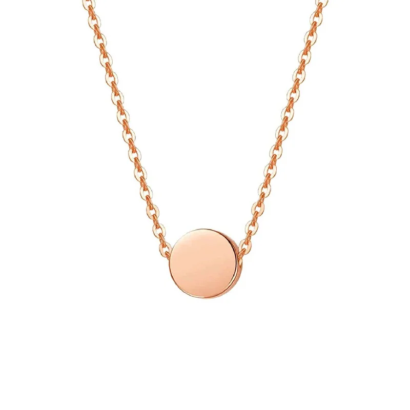 Women’s luxury necklaces-FANCIME Minimalist Coin 14K Rose Gold Necklace