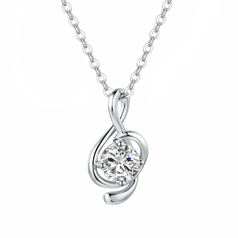 Women’s silver necklaces-FANCIME Half Carat Music Note 14K Solid White Gold Necklace